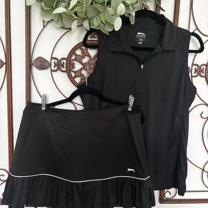 Slazenger Golf Black and White Ruffled Mini Skort and Top